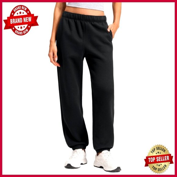 Pants - 28" Cotton Fleece Lined Joggers, High Rise Relaxed Fit, Lounge Travel Pants